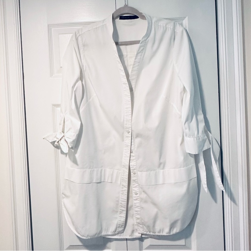 Karen Millen White Cotton Tunic Blouse